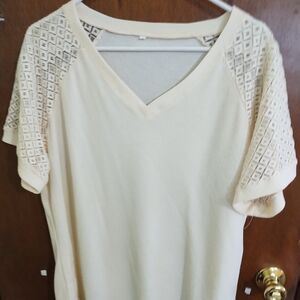 Cream Lace Sleeve Women's Top